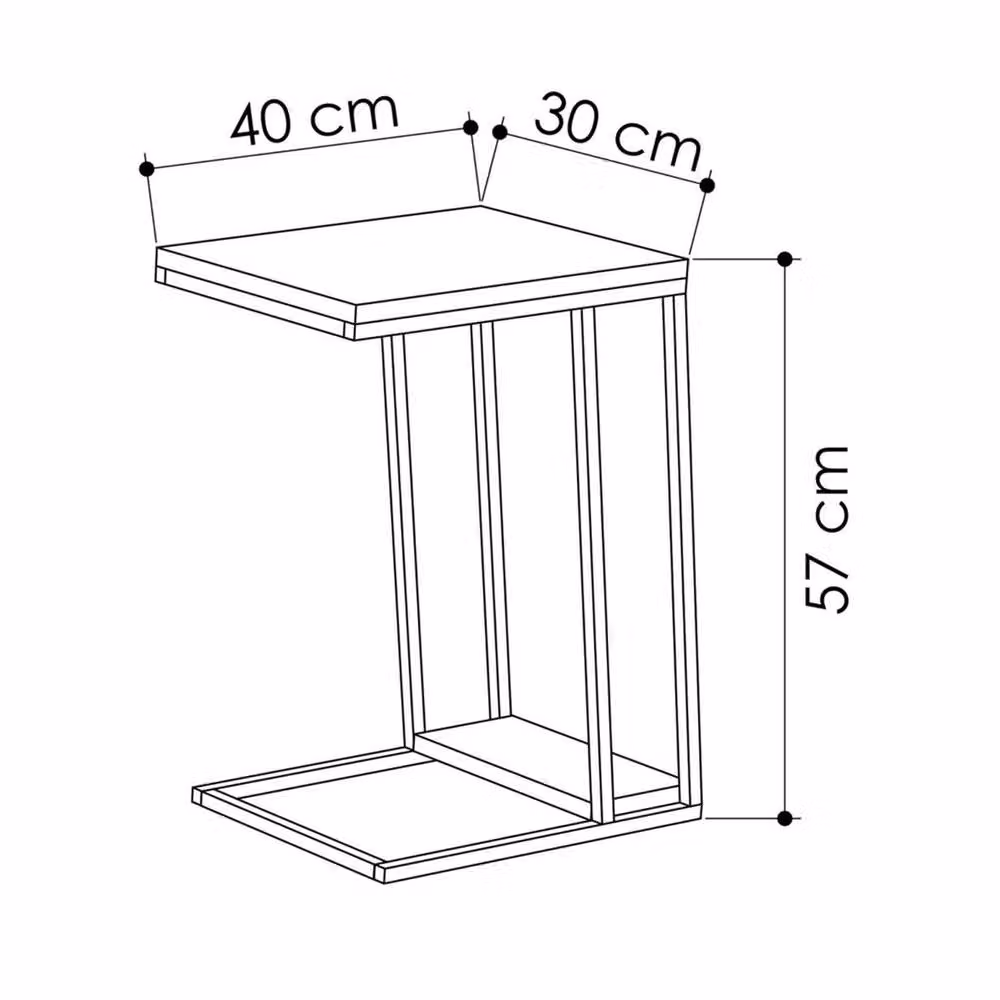 Nordara 2 Tier Sofa End Table with Anthracite Metal Frame in Grey – 2