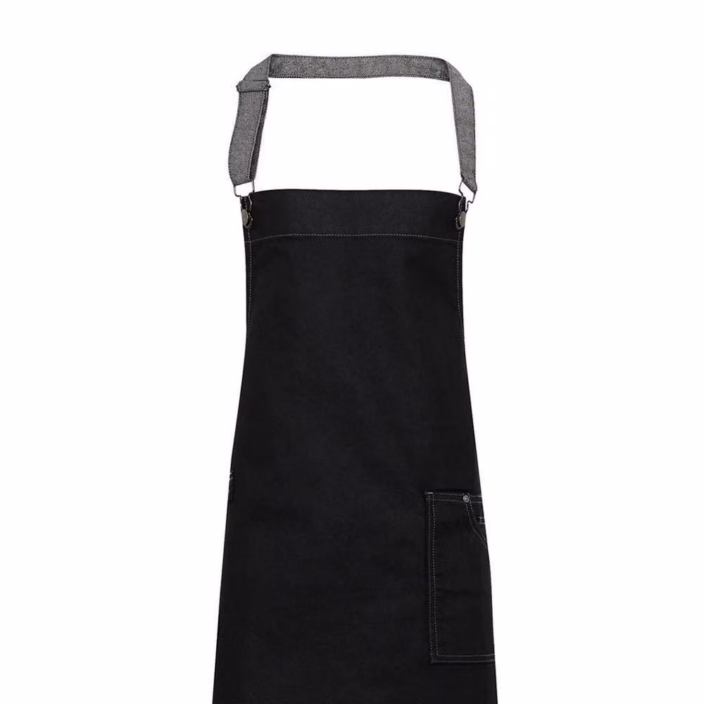 Premier District Waxed Look Denim Bib Apron in Black – 2