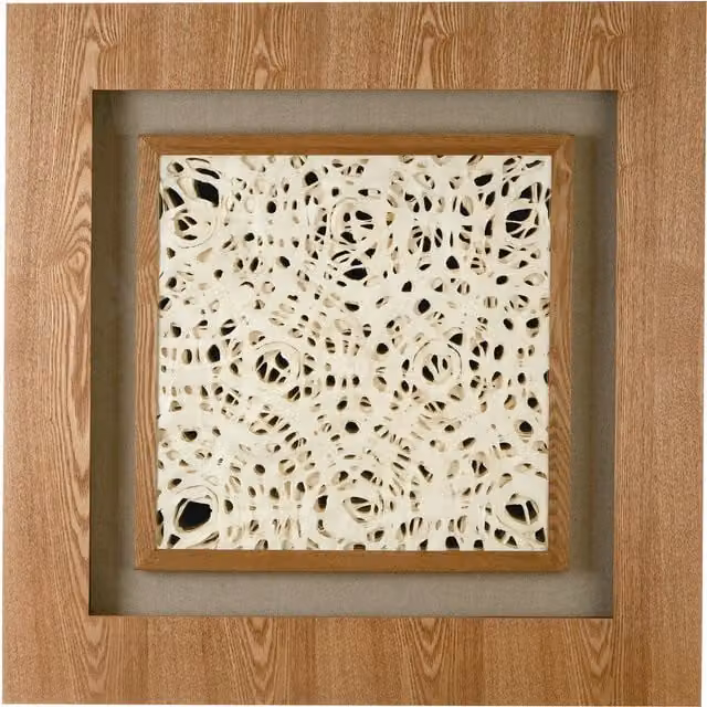 Orsina Nason Brown Rustic Geometric Botanical Wall Art with Wood Frame