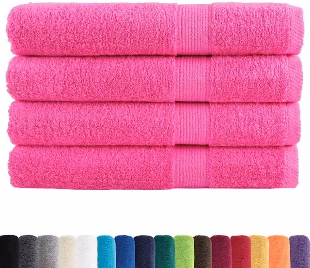 Berkfield Home SOLUND Premium Cotton Sauna Towels, 4 Pack, Pink, W: 80 cm, L: 200 cm, 600 gsm