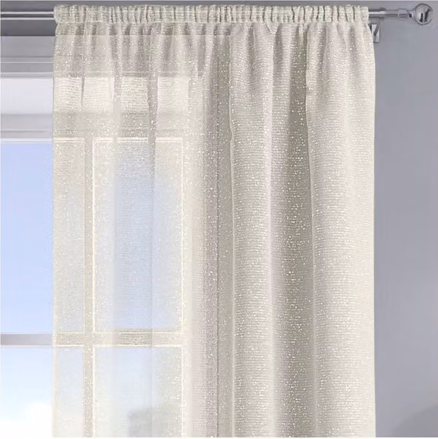 Velosso Alessandria Sheer Voile Fabric Panel with Rod Pocket in Cream, Width: 137 cm, Drop: 137 cm