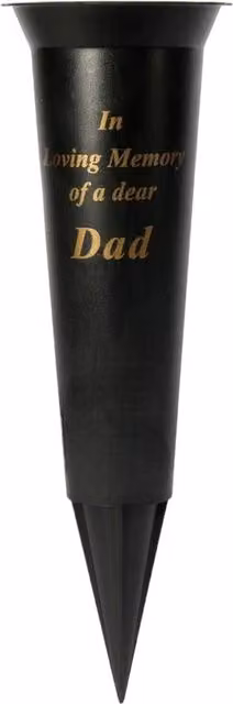 Kingsbury Gifts Black and Gold Plastic Grave Flute Memorial Vase Spike for Condolence