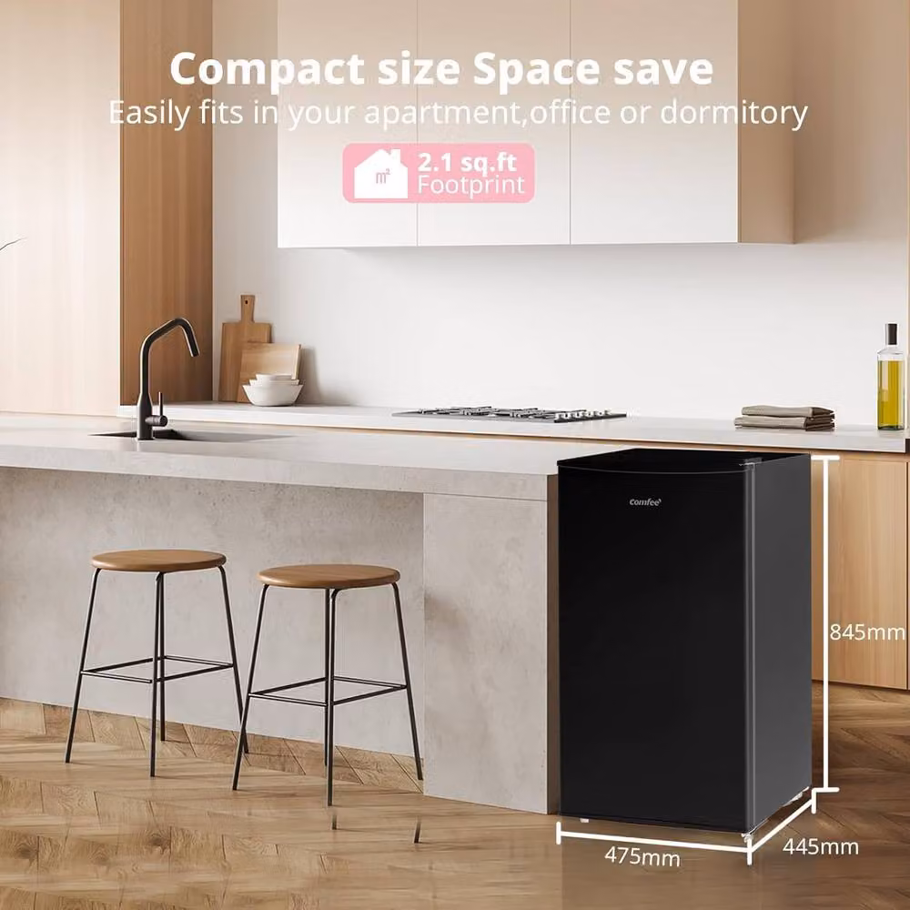 Living and Home 60L Freestanding Under Counter Upright Freezer with Adjustable Thermostat and Reversible Door, Black, W/D/H: 44.5 x 41.0 x 84.5 cm – 5