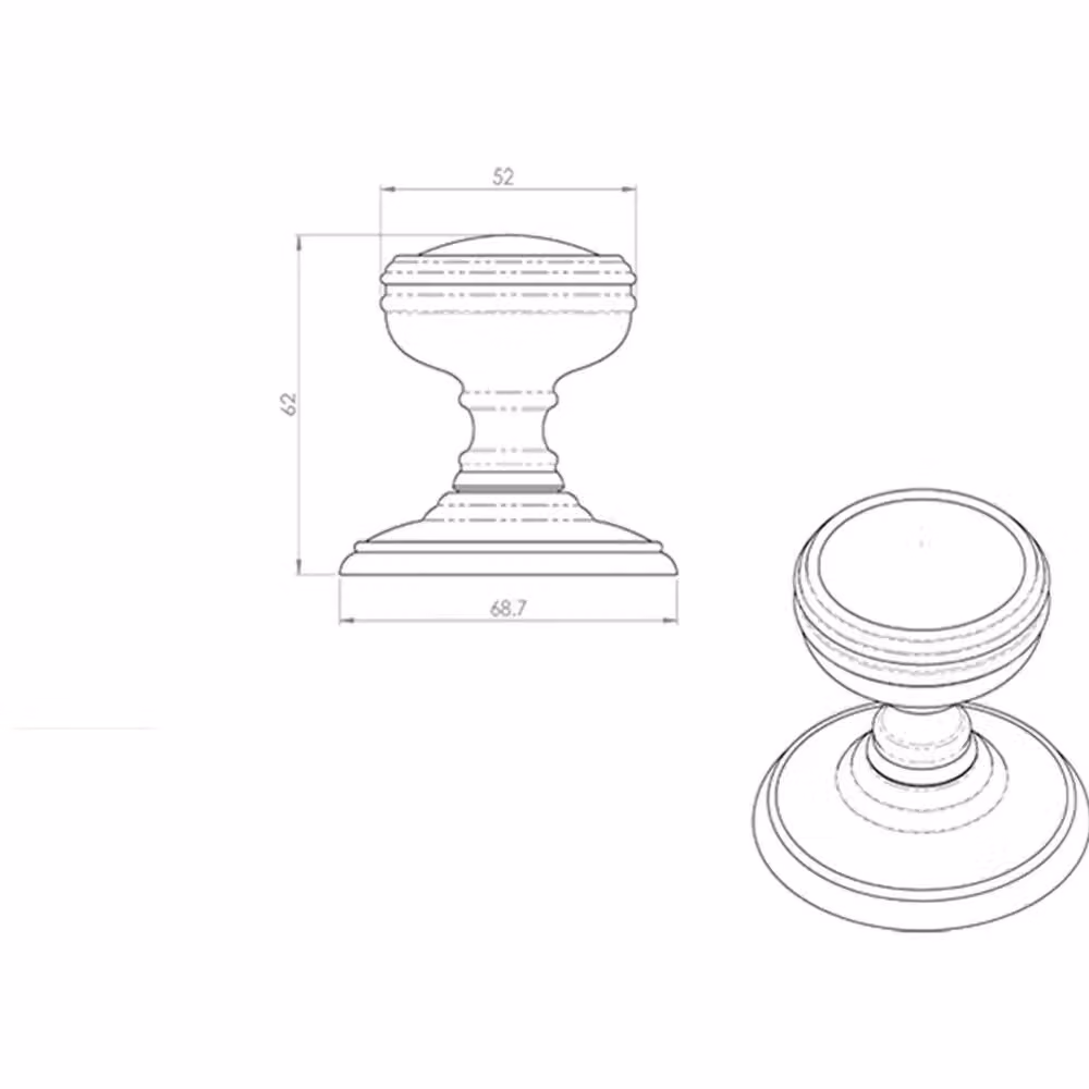 Loops Pair of Textured Mortice Door Knobs, 70mm Diameter, Satin Nickel – 2