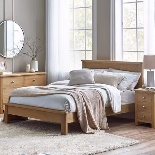 Julian Bowen Memphis Oak Solid Wood Double Bed Frame W/D/H: 152 x 140 x 204 cm – 1