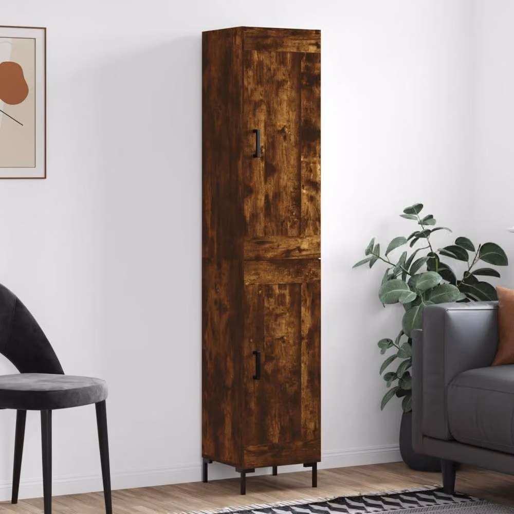 Berkfield Home Smoked Oak Highboard in Brown, W/D/H: 34.5 x 34.0 x 180.0 cm – 2