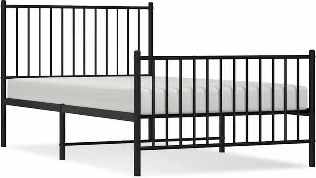 Berkfield Home Metal Bed Frame with Headboard and Footboard in Black W/D/H: 100 x 190 cm