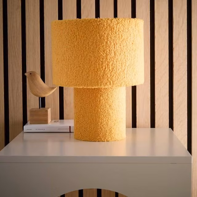 K LIVING Osaka Teddy Velvet Table Lamp in Yellow