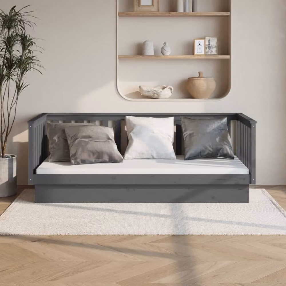Berkfield Home Beautiful Day Bed in Grey Solid Pine Wood, W/D/H: 200 x 80 cm – 2