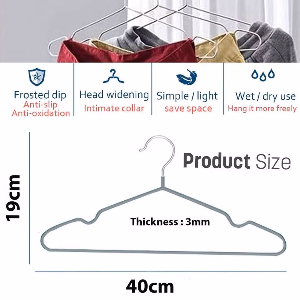 PAWNORA Grey Metal Space Saving Wire Hangers, Pack of 40 – 2