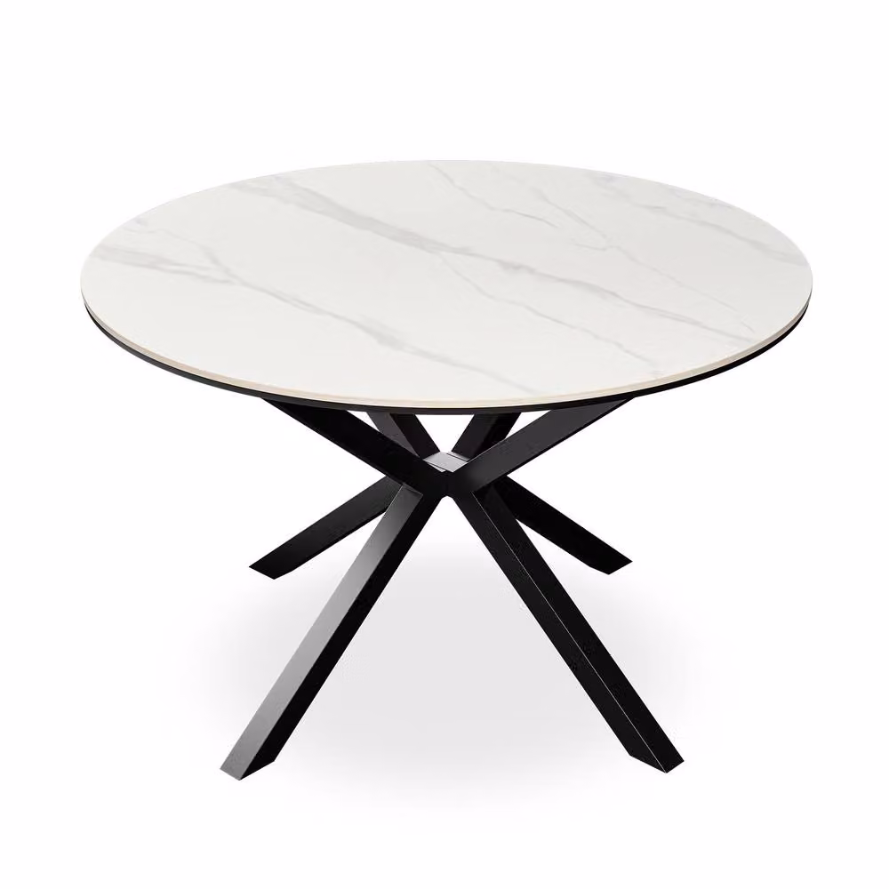 More4Homes Calne Round Sintered Stone Ceramic Dining Table in White, Diameter: 120 cm, Height: 75 cm – 2