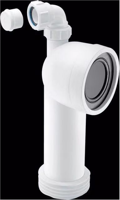 McAlpine WC-CON8V 90 Degree Adjustable Length Rigid WC Connector with 1.25 Inch U in White