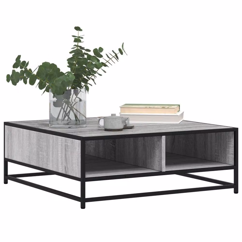 Berkfield Home Grey Sonoma Coffee Table with Metal Sled Base, W/D/H: 80 x 80 x 30 cm – 3
