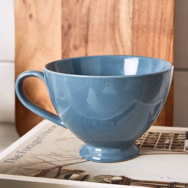 Dibor Montmartre Set of 8 Large French Blue Ceramic Tea Cups and Coffee Mugs – 1