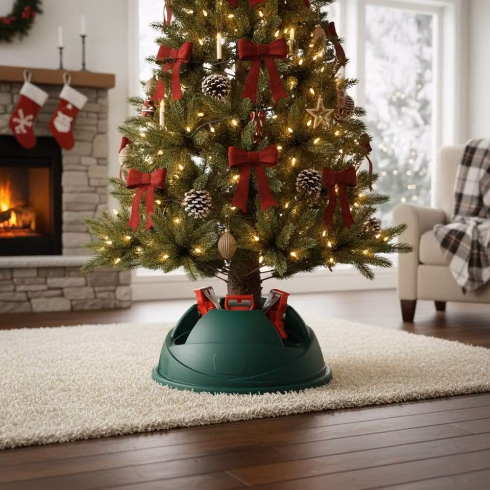 Pegdev Christmas Tree Stand for Real Trees up to 2.8m with 3 Metal Clasps, Green – 3