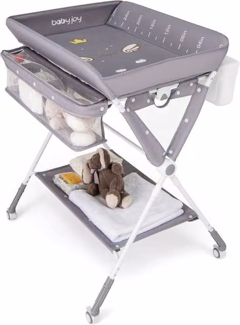 Costway Foldable Baby Diaper Changing Station in Grey