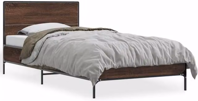 Berkfield Home Bed Frame in Brown Oak, W/D/H: 100 x 200 x 80 cm – 1