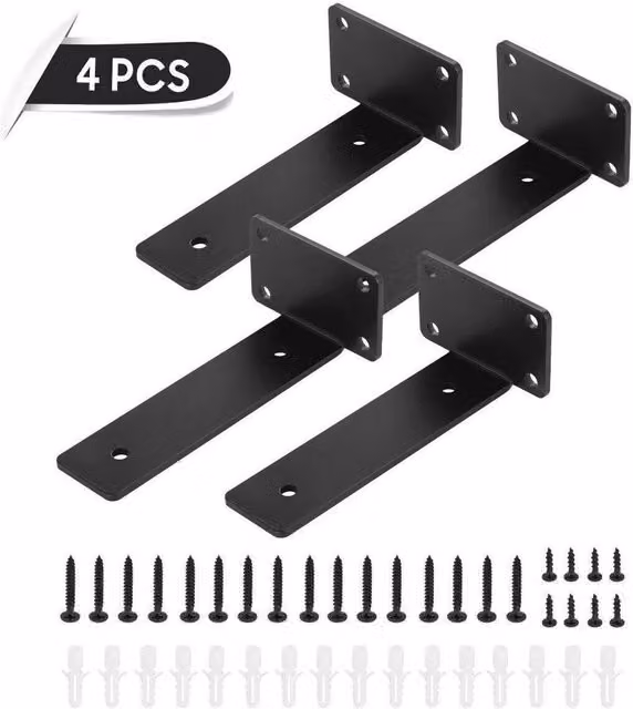 SPETLEK Steel Floating Shelf Supports, Black, 15 cm, 4 Pieces