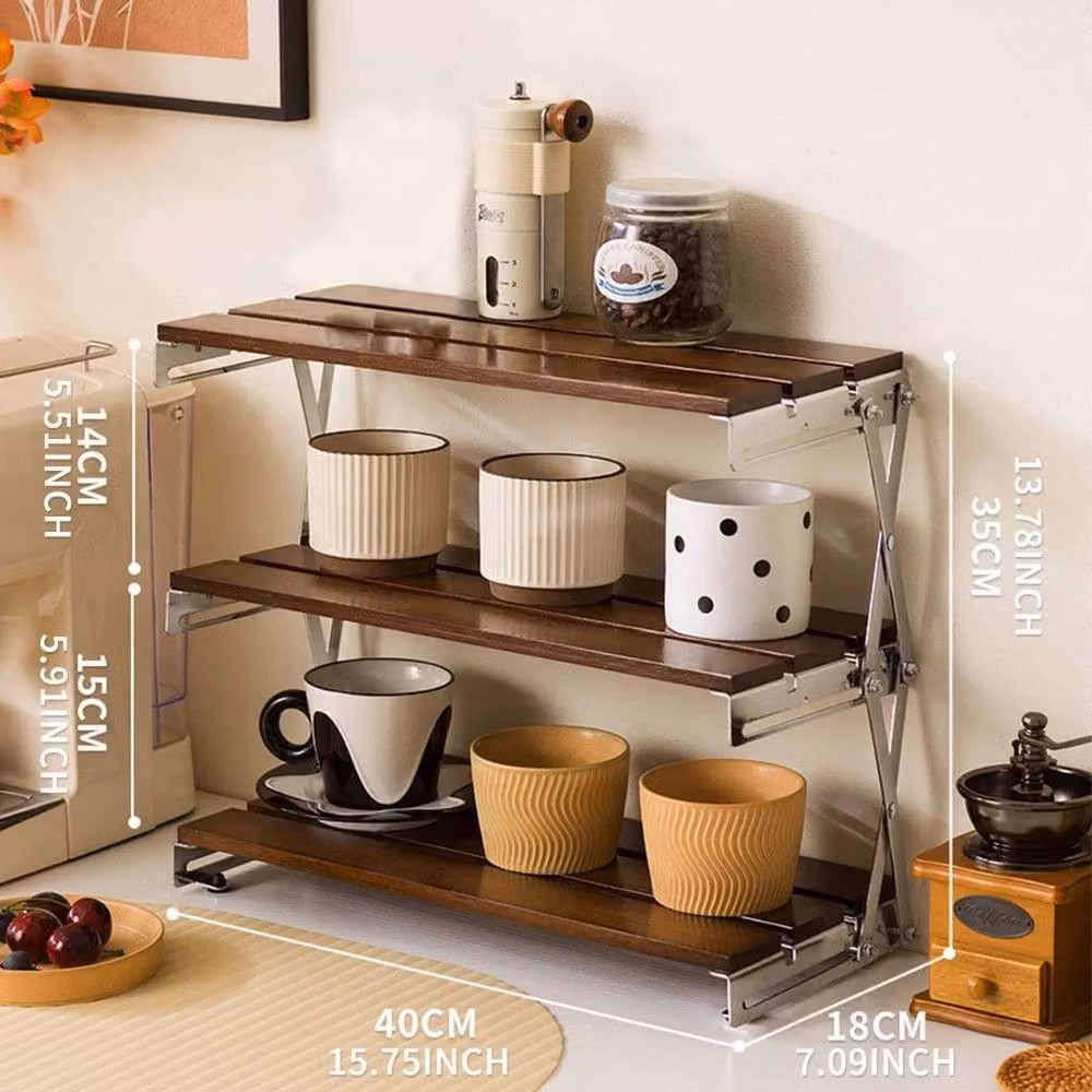 ERGOVEXA Bamboo Desktop Storage Shelf for Home Office, Brown, W: 18 cm, D: 40 cm, H: 35 cm – 2
