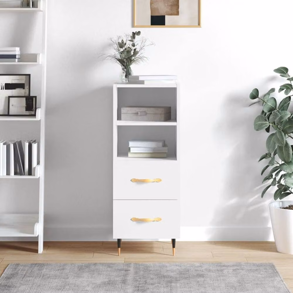 Berkfield Home High Gloss White Modern Sideboard, W/D/H: 34.5 x 34 x 90 cm – 2