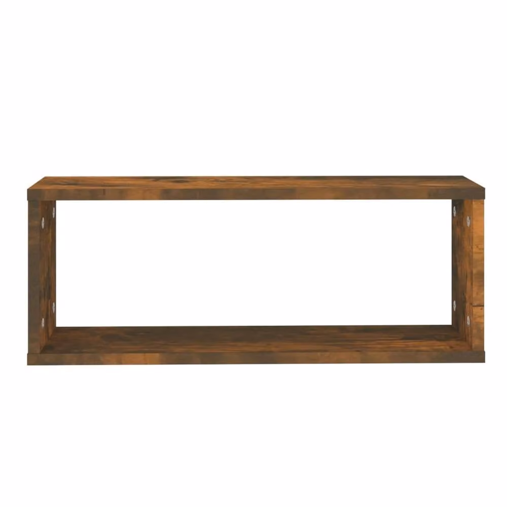 Berkfield Home Wall Mounted Cube Shelves, 2 Piece Set in Smoked Oak Brown, W/D/H: 60 x 15 x 23 cm – 4