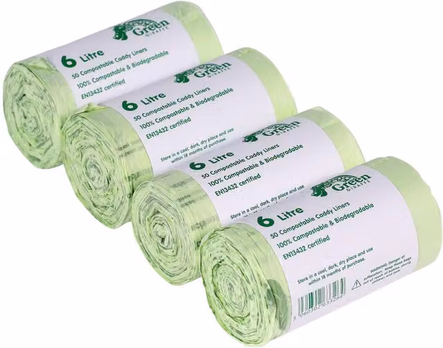 Green Giraffe 6 Litre Food Bin Caddy Liners in Green (Pack of 4)