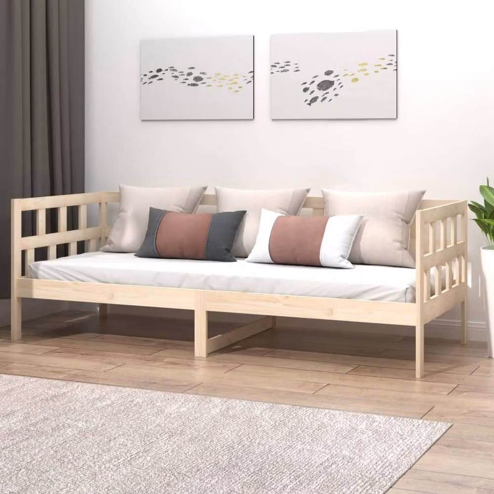 Berkfield Home Rustic Solid Wood Pine Day Bed in Natural, W/D/H: 80 x 200 cm – 2