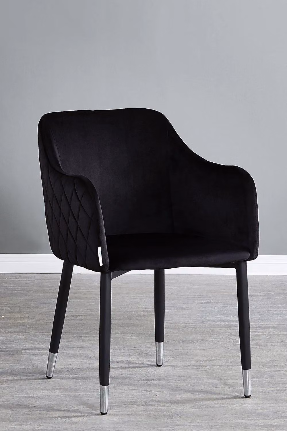 Life Interiors Set of 2 Verona Velvet Dining Chairs with Quilted Back and Black Legs – 2