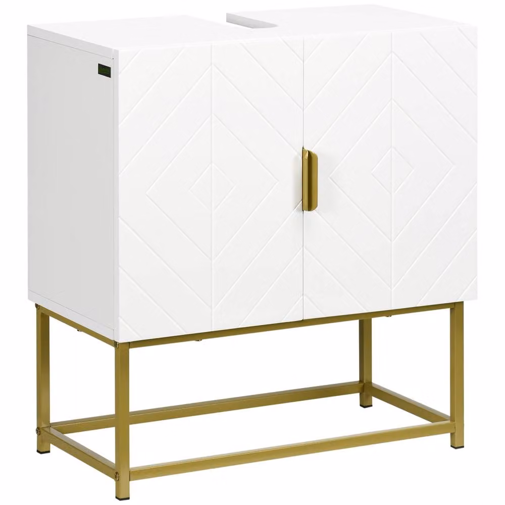 Wyld Haus Fitirole Under Sink Bathroom Cabinet in White with Gold Tone Legs – 2