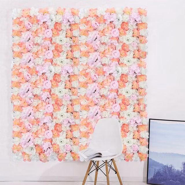 Livingandhome Red and Pink Artificial Rose Flower Wall Decoration Panel for Wedding, Party and Birthday Backdrops