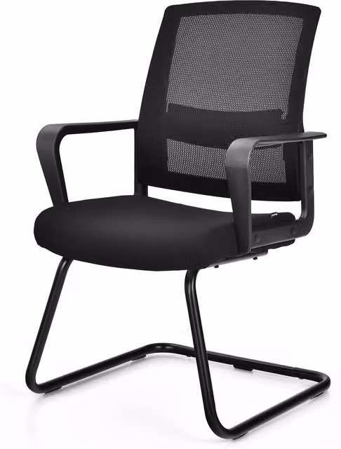 Costway Modern Black Fabric Office and Guest Chair with Armrests