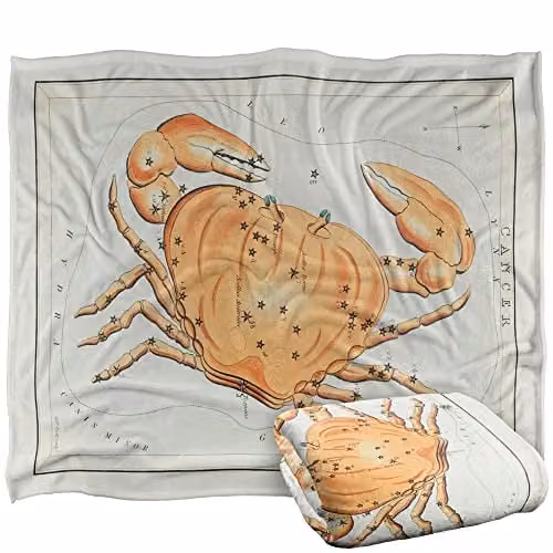 Graffitee Studios Vintage Cancer Zodiac Super Soft Fleece Throw Blanket, White, W/D/H: 152 x 127 cm