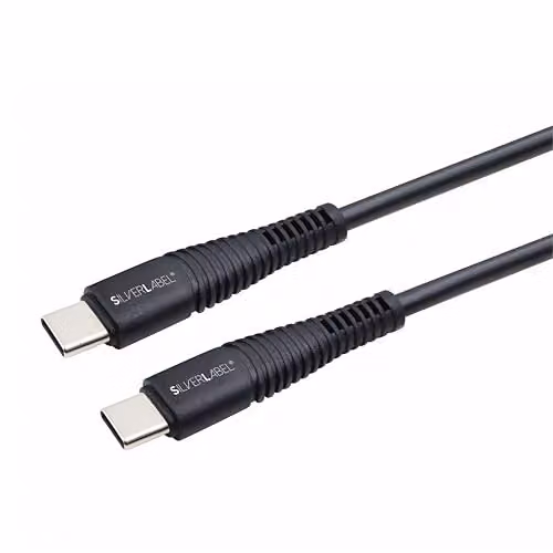 Silver Label USB-C to USB-C Charging Cable, 3m, Black