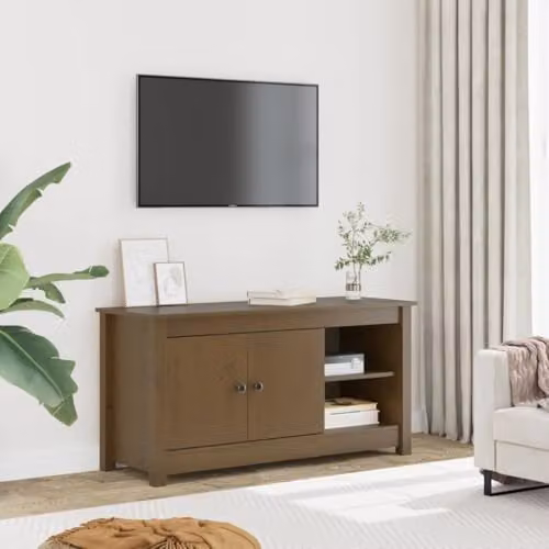 vidaXL Rustic Solid Wood Pine TV Cabinet in Honey Brown – 2