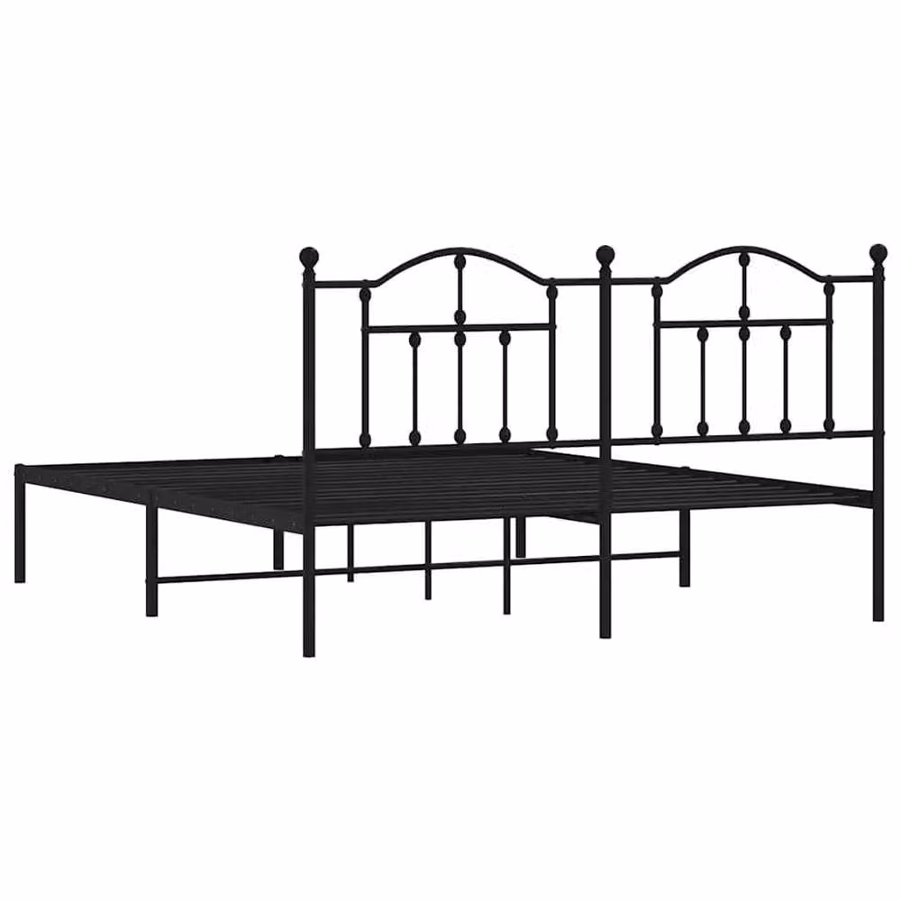 Berkfield Home Metal Bed Frame with Headboard in Black, W/D/H: 183 x 97 x 187 cm – 3