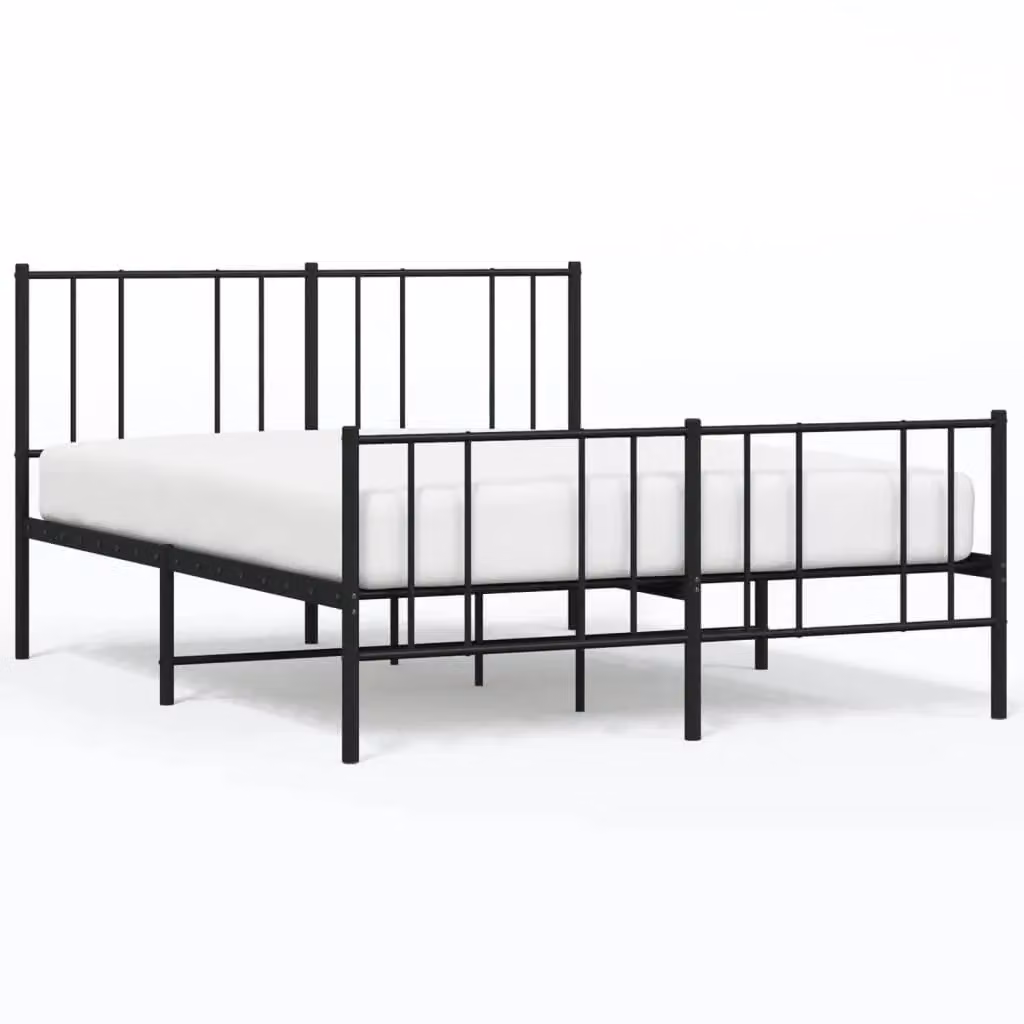 Berkfield Home Metal Bed Frame with Headboard and Footboard in Black, W/D/H: 140 x 190 cm – 2
