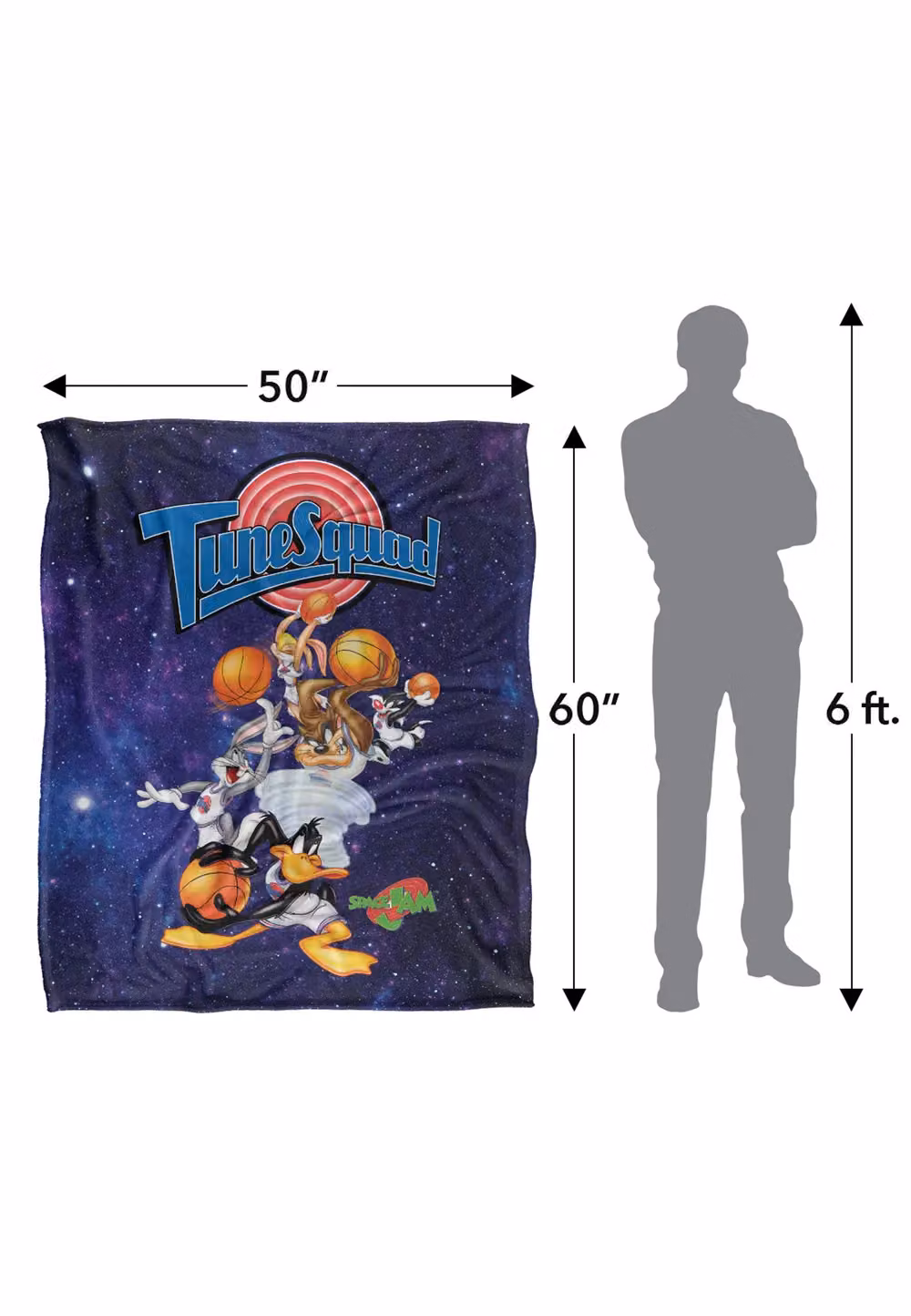 Warner Brothers Space Jam Silky Touch Super Soft Throw Blanket in White and Multicolour, W: 152 cm, D: 127 cm – 3