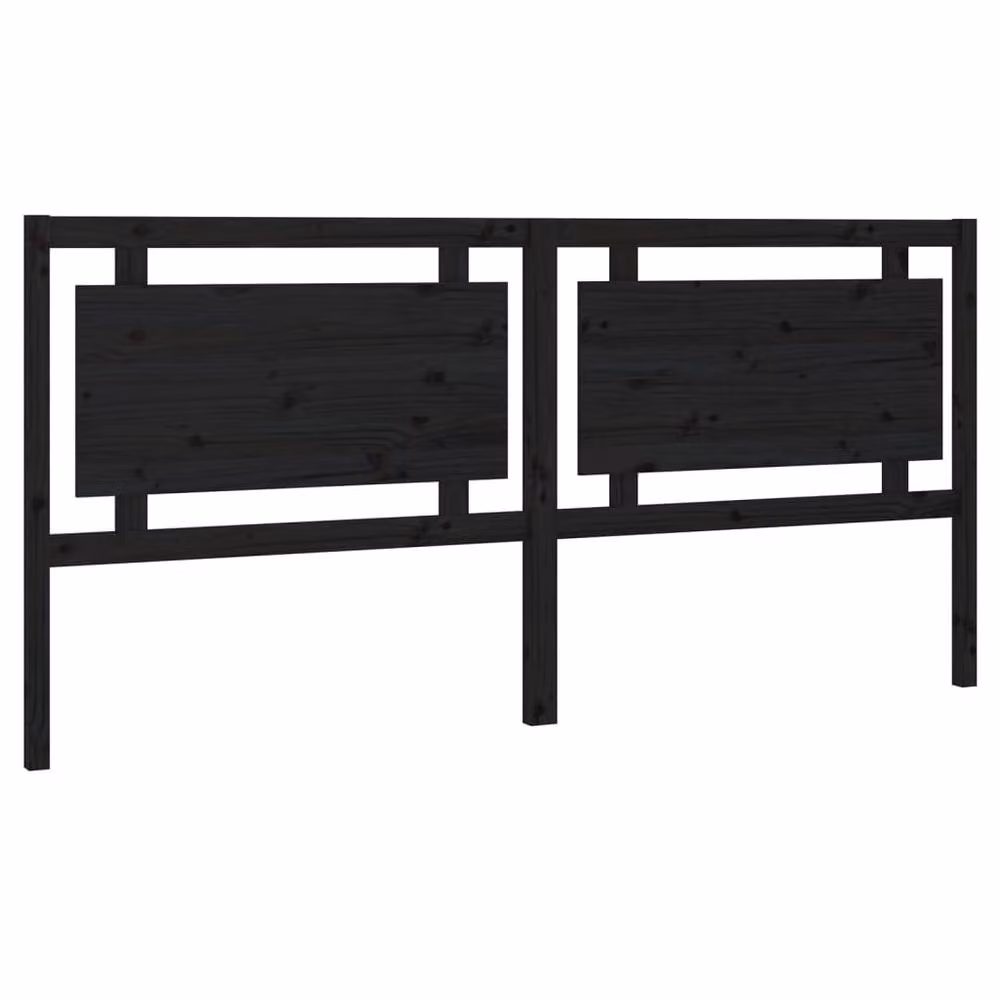 Berkfield Home Beautiful Bed Headboard in Black Solid Pine Wood, W: 205.5 cm, D: 4 cm, H: 100 cm – 2