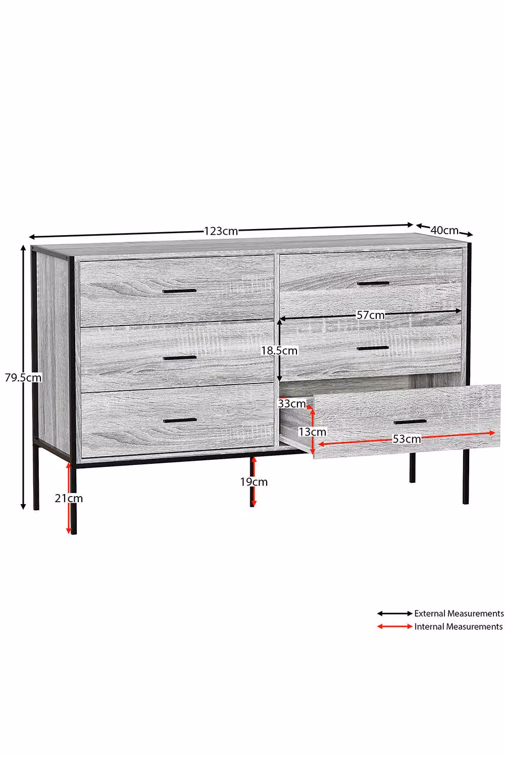 HD Designs Brooklyn 6 Drawer Chest of Drawers in Grey Industrial Style – 2