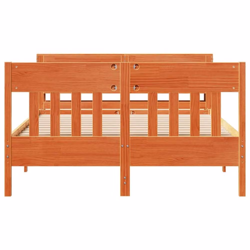 Berkfield Home Solid Wood Decorative Bed Frame in Wax Brown, W/D/H: 150 x 200 cm – 2