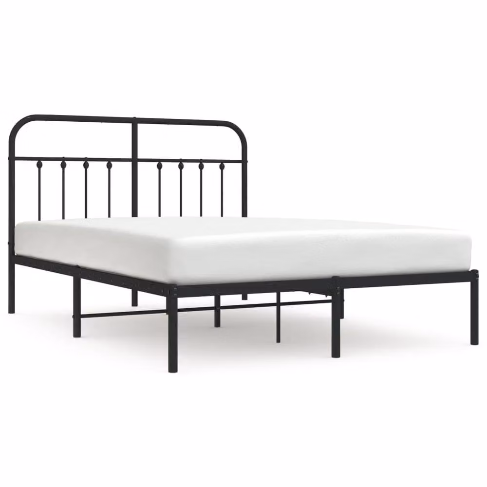 Berkfield Home Metal Bed Frame with Headboard in Black, W/D/H: 150 x 200 cm – 2