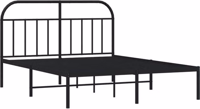 Berkfield Home Metal Bed Frame with Headboard in Black, W/D/H: 140 x 200 x 100 cm