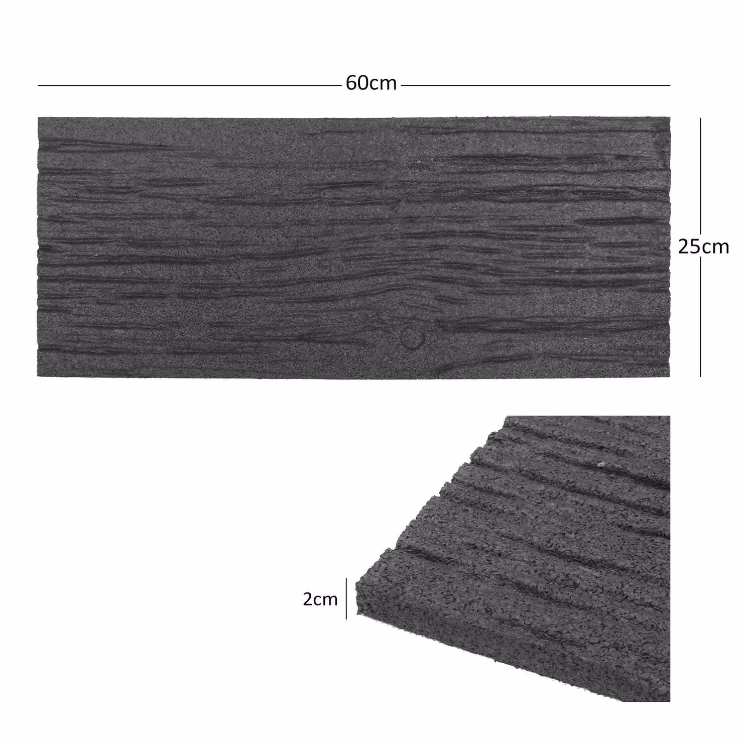 Nicoman Rubber Railroad Tie Garden Stepping Stones, Grey, W: 60 cm, D: 25 cm, Set of 4 – 2
