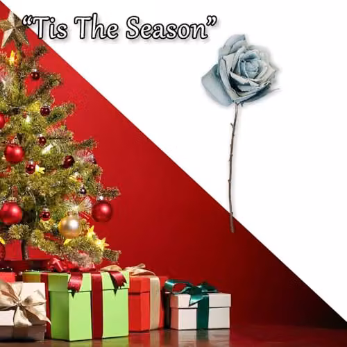 VFM e-Store Blue Glitter Rose Christmas Decoration, H 47 cm x W 18 cm – 5