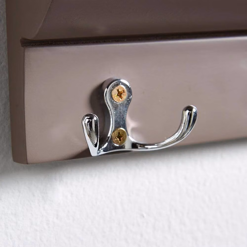 FORGEVIO Wooden Coat Rack with 3 Hooks and Storage Shelf in Grey – 3
