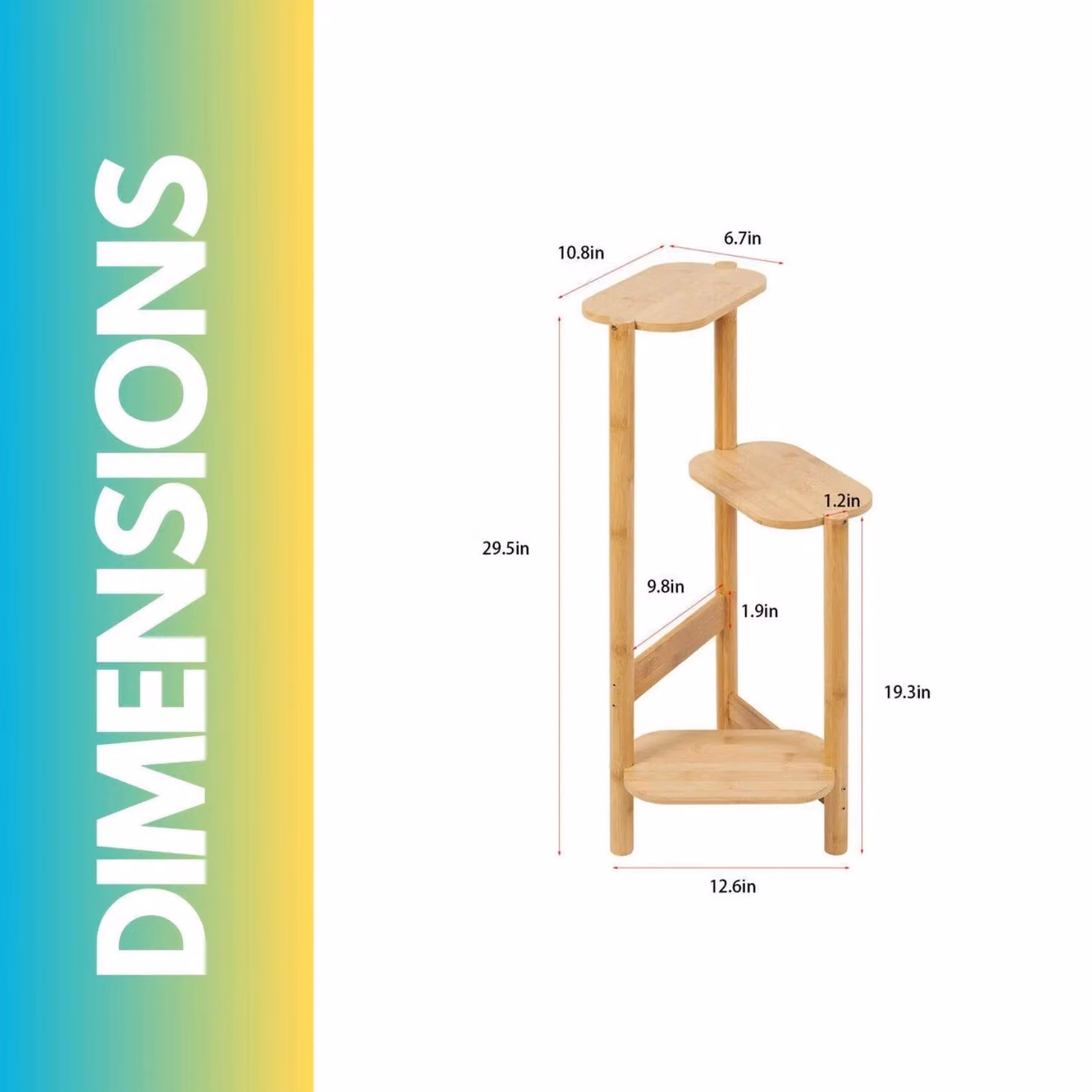 Pirlo Plush 3 Tier Bamboo Indoor Outdoor Plant Stand in Natural Beige – 3
