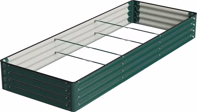 Breeins Rectangular Galvanised Steel Raised Garden Bed, Dark Green, W: 240 cm, D: 90 cm, H: 90 cm