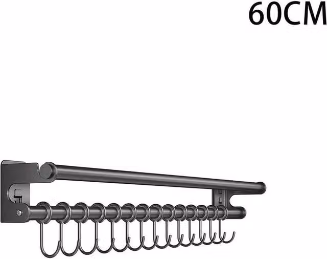 Kelvenix Wall Mounted Aluminium Coat Hook Rack in Grey, W: 52 cm