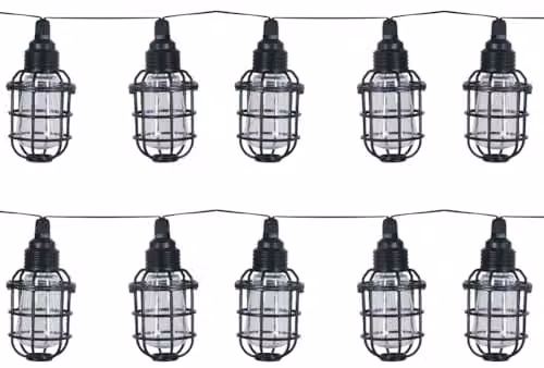 Luxform Solar Lantern String Light with 10 Warm White LEDs in Black or White