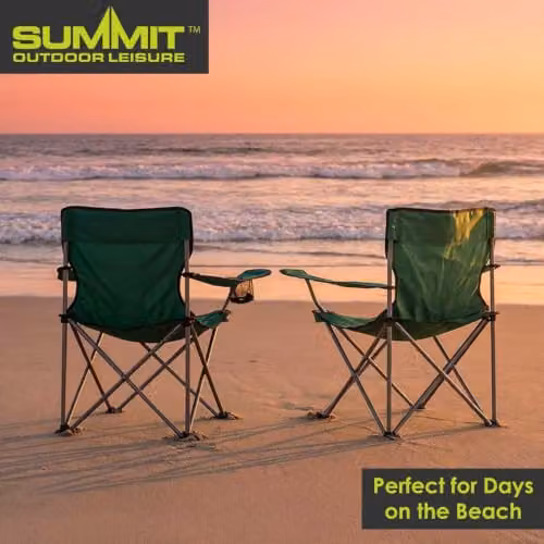 VFM e-Store Folding Camping Chair with Cup Holder and Carry Bag, Green, W: 51 cm, H: 81 cm – 4